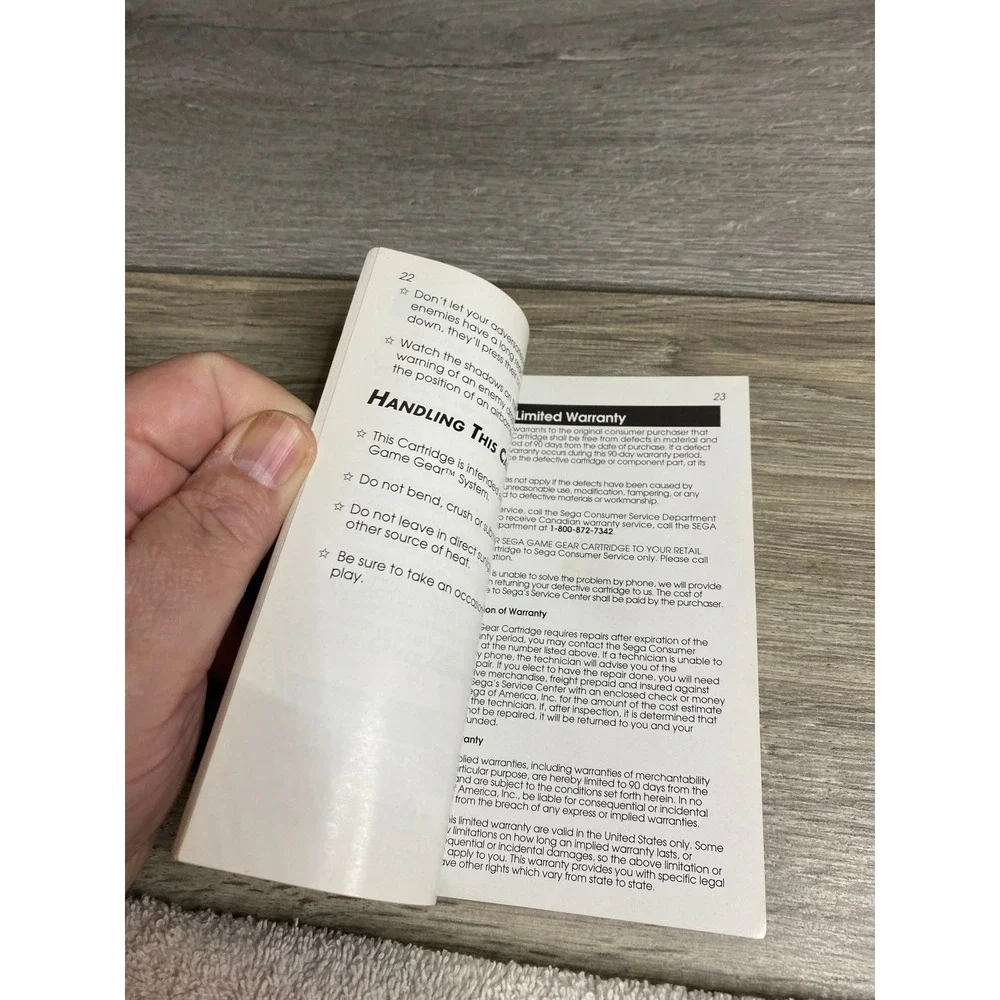 Sega Game‎ Gear Streets of Rage 2 Instruction Manual 1993 Original Booklet